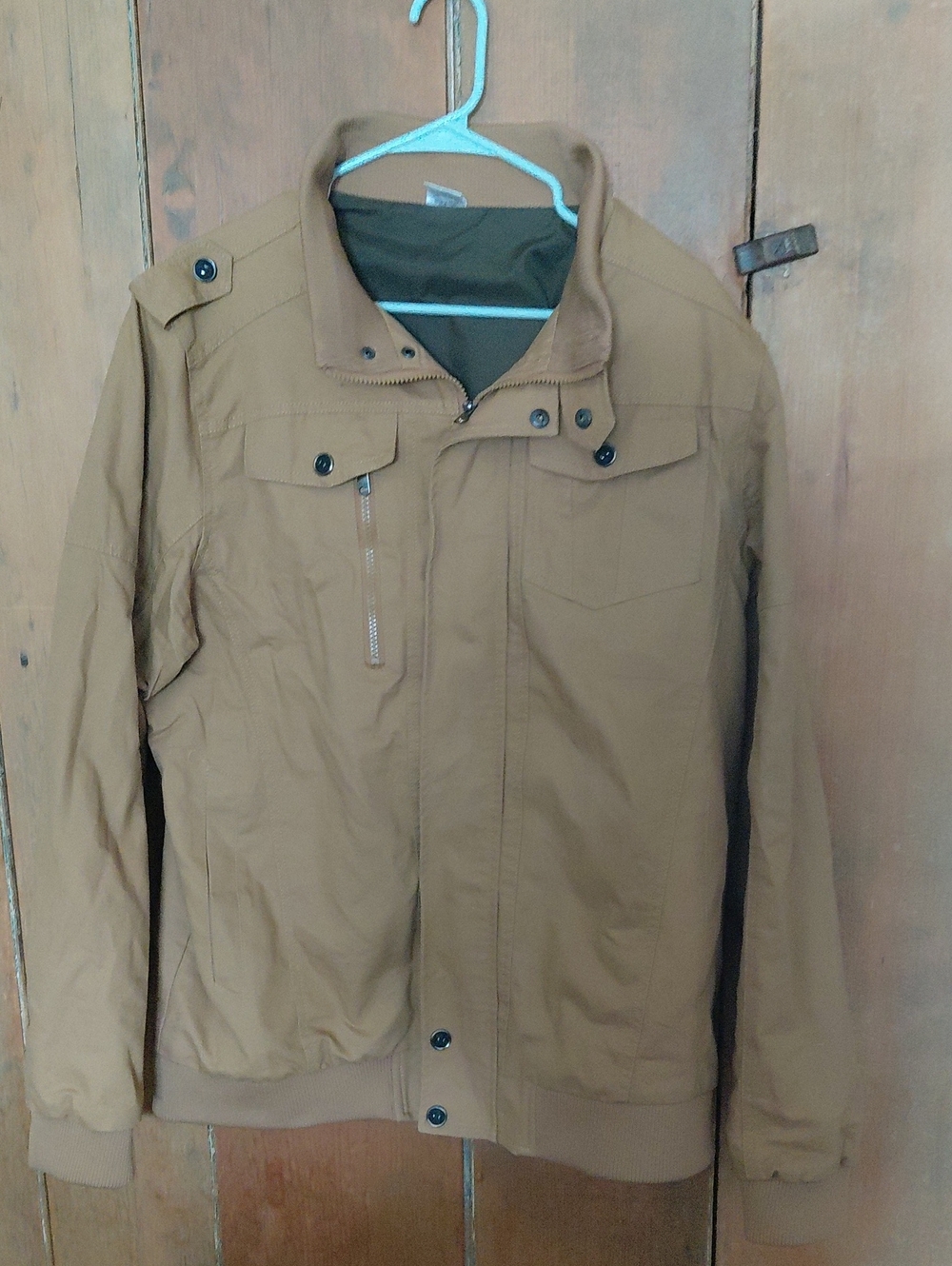Men's Tan Lightweight Utility Jacket - Classic Casual Style XL